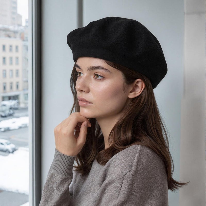 AURORAAEGIS French Beret Hats for Women - Classic Wool Beret Hats Soft Knit Winter Cloche for Daily Outfits - Image 4